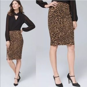 Leopard print soft pencil skirt from White House Black Market - size 6